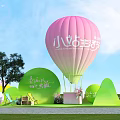 Popular Photo Check in Spot with Pink Hot Air Balloon Green Mountain Decorations and Lawn