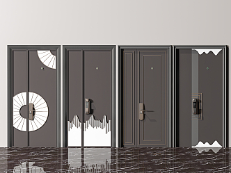 New Chinese style door 3d model