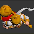 3D Hanuman Character Model With Golden Crown Red Sash White Body And Staff