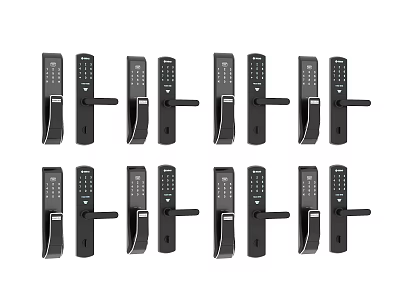 Black Smart Lock Door Handles With Various Modern Designs And Styles 3d model