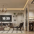 Elegant Vintage Open Living And Dining Room Interior With Classic Furniture And Exquisite Wall Decor