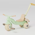 Cute Children's Tricycle Chair with Light Green Frame Beige Seat and Push Handle for Toddlers