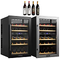 Modern Wine Cooler Design With Glass Door Stainless Steel And Wooden Shelves For Wine Storage