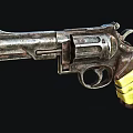 Rusted Revolver With Yellow Tape Wrapped Grip And Rustic Metal Finish