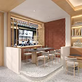 Modern Café Interior Design Featuring Bakery Display Case With Fresh Pastries And Counter
