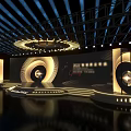 Modern Stage Design With Circular Lighting Effects And LED Backdrop Setup 3d model