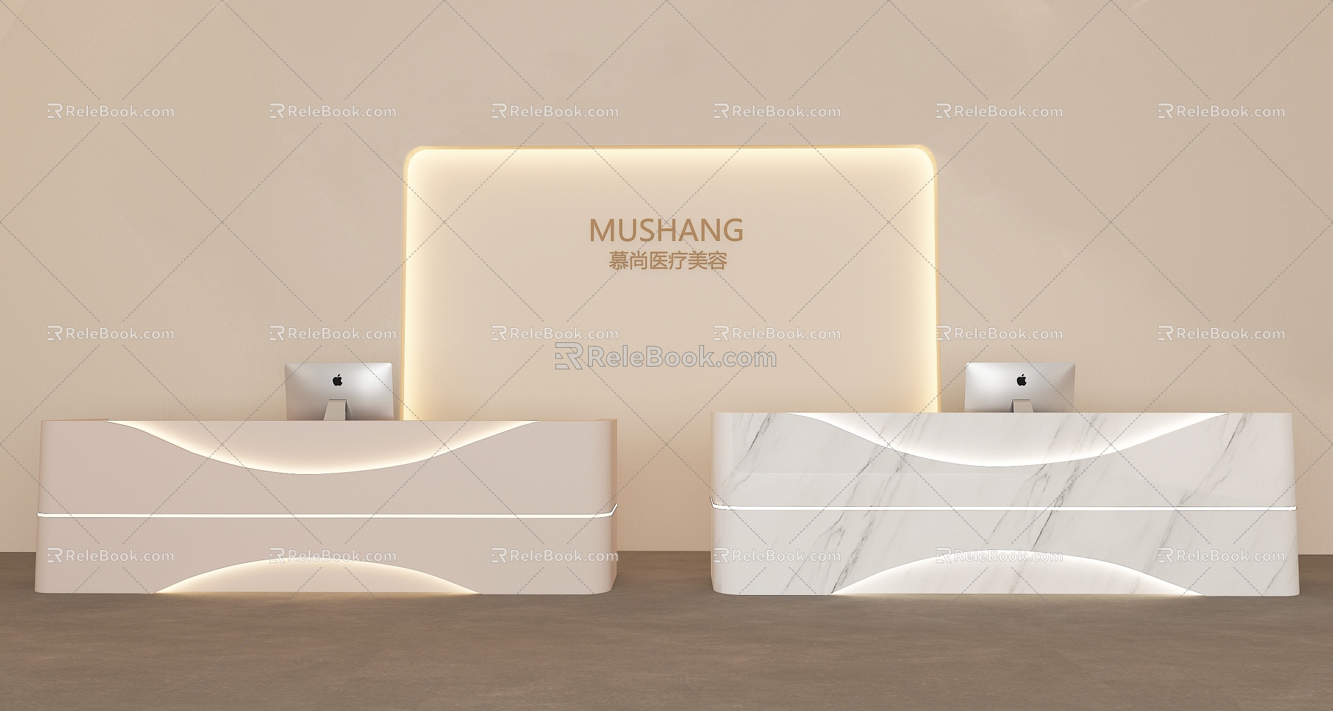 Modern minimalist reception desk 3d model