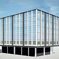 Modern Office Building Exterior With Glass Curtain Wall And Steel Structure