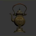 Elegant Brass Water Kettle With Curved Handle Decorative Patterns Lid And Stable Base