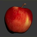 Fresh Juicy Shiny Red Apple with Smooth Surface on Dark Background and Clear Reflection