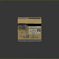 Golden Commercial Cash Register With Display Screen Keyboard And Storage Drawer