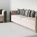 Modern Sofa Set With Light Upholstery Dark Trim And Multiple Throw Pillows 3d model