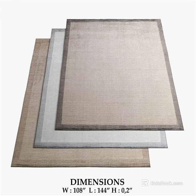 Square Rugs Set of Three Woven Beige Gray Brown with Border Design 3d model 