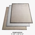 Square Rugs Set of Three Woven Beige Gray Brown with Border Design
