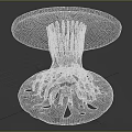 Round Brown Dining Table With Intricate Root Like Base And Carved Details