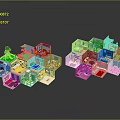 Colorful 3D Miniature House Models With Multiple Rooms And Detailed Interior Furniture