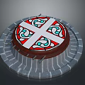 Decorative Circular Stained Glass Cover With Stone Frame And Ornate Patterns 3d model