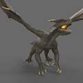 Fierce Reptile Dragon Model With Spread Wings Open Mouth Sharp Teeth And Claws