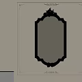 Ornate Gold Carved Frame Mirror Hanging On Decorative Light Wall With Furniture Reflection