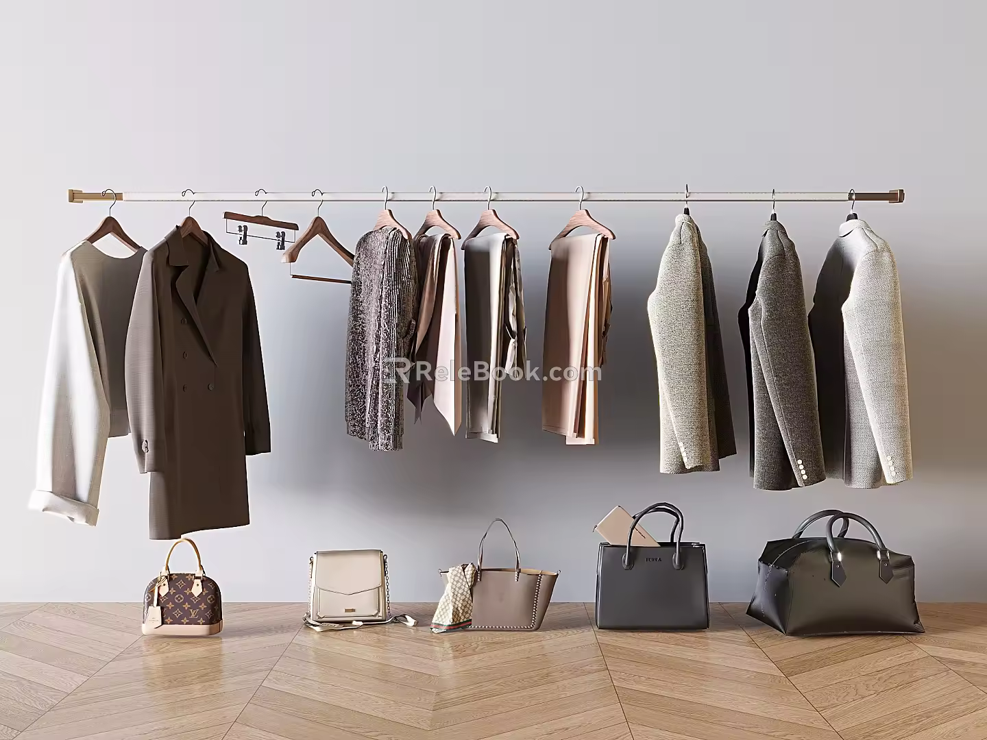 Modern Clothes Combination Bag Hanger 3d model