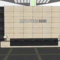 HONNYAR Front Desk Reception Area With Stone Wall Black Countertop And Sofa Seating