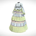 Vintage Striped Dress With Layered Ruffles Flared Cuffs And Pastel Colors