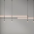 Modern Linear Chandelier With Black Metal Frame And LED Light Bulbs For Interior Design