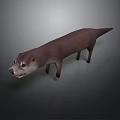 3D Rendering of Brown Otter with Realistic Features on Dark Background