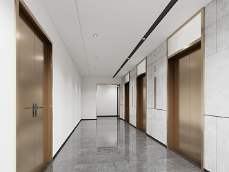 Modern Elevator Hall Pan Lobby 3d model