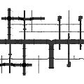 Black Industrial Metal Pipes Showing Interconnected Structural Layout And Cross Connections 3d model