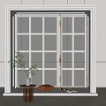 Elegant Bay Window Design With White Frame Cushion And Potted Plant 3d model