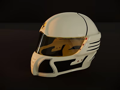 Modern White Helmet With Streamlined Design Transparent Visor And Black Accent Stripes 3d model