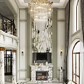 Elegant Duplex Living Room With Blue Sofa And Decorative Details
