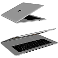 Apple Open White And Silver Laptops With Visible Keyboard And Screen 3d model
