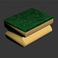 Household Cleaning Sponge With Green Scrub Surface And Yellow Sponge Body
