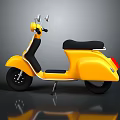 Elegant Yellow Scooter Featuring Black Seat Chrome Accents and Reflective Surface