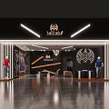 Modern Clothing Store Interior With Fashion Apparel Display Racks And LED Lighting