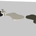 Multi Tiered Coffee Table With Organic Curved Design Neutral Tones And Decorative Items