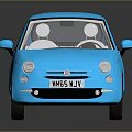 Shiny Blue Fiat Compact Car With Modern Sleek Design And Two Door Exterior