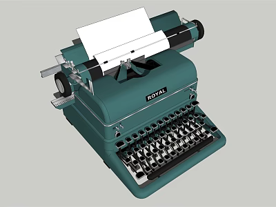 Vintage Royal Brand Green Typewriter as Classic Office Appliance with Paper 3d model