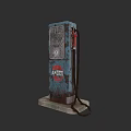 Vintage AMOCO Gas Pump With Rusted Blue Red Body And Cracked
