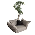 Single Sofa Casual Sofa Potted Plant Sofa Chair Lazy Sofa 3d model