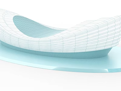Modern Outdoor Chair With Streamlined Mesh Structure And Light Blue Base 3d model