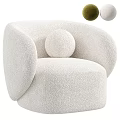 Beige Single Sofa With Fluffy Texture Round Shape And Spherical Cushion