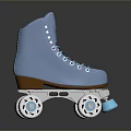Blue Vintage Roller Skates With White Wheels And Brown Toe For Skater