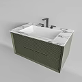 Modern Green Vanity with Marble Countertop White Sink and Black Faucet