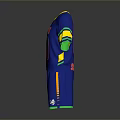 Blue Sports Uniform with SC LIONS Text Number 00 Green Yellow Sleeves and Shorts