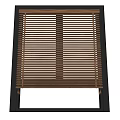 Brown Wooden Window Blinds With Slats In Black Frame Design 3d model