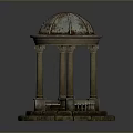 Rusted Dome Structure With Classical Columns And Ornate Stone Base Design 3d model