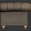 Brown Tufted Two Seater Sofa With Rolled Arms And Brass Legs